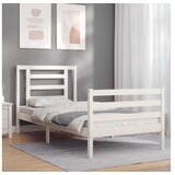 vidaXL Posteljni okvir z vzglavjem bel 100x200 cm trden les Cene