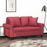  The Living Store Kavč dvosed z okrasnimi blazinami vinsko rdeč 120 cm um. usnje - Kavč Dvosed, (21447863) | Shoptok.si