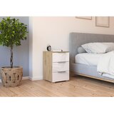 home24 NOČNA OMARICA, hrast artisan, bela, visoki sijaj | Shoptok.si