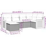  6-dijelni set vrtnih sofa s jastucima crni od poliratana Crna 62 x 62 x 69 cm | shoptok.hr