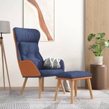 vidaXL Stol za sproščanje s stolčkom modro umetno usnje in blago | Shoptok.si