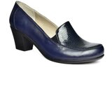 Fox Shoes R908020603 Navy Blue Genuine Leather Thick Heeled Women's Shoes cene