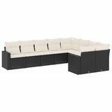 9-dijelni set vrtnih sofa s jastucima crni od poliratana Crna 65.5 x 62 x 69 cm | Shoptok.si