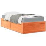 vidaXL Postelja z vzmetnico voščeno rjava 90x190 cm trdna borovina Cene