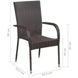  Vrtna jedilna garnitura 7-delna poli ratan rjava, (20678288) | Shoptok.si