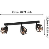 Eglo stropni spot CARLTON 7 3x E27 73 cm čelik crna antik bakar 43717 | shoptok.hr