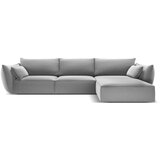 Mazzini Sofas Svetlo siva žametna kotna sedežna garnitura z ležalnikom (desni kot) Vanda – | Shoptok.si