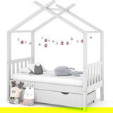 Maison Chic Otroška postelja - Otroški ležaj - Otroški posteljni okvir s predalom bela trdna borovina 70x140cm, (21698313) | Shoptok.si