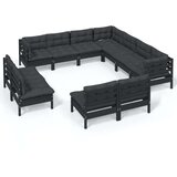  Vrtna sedežna garnitura 11-delna z blazinami črna borovina, (20673882) | Shoptok.si