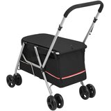  Sklopiva kolica za pse crna 100 x 49 x 96 cm od lanene tkanine | shoptok.hr