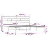 Metalni Kovinski posteljni okvir brez vzmetnice dimljen hrast 183x213cm | Shoptok.si
