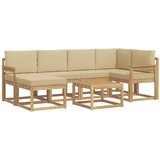 vidaXL Zunanja garnitura za sedenje z blazino 7 pcs Bela in bež, (5000271349) | Shoptok.si