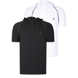 Dewberry DUAL SET T8570 HOODED MEN'S T-SHIRT-BLACK-WHITE Cene