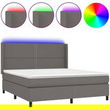  Box spring s madracem LED sivi 180x200cm od umjetne kože | shoptok.hr