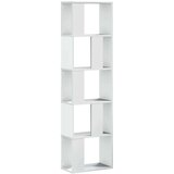 vidaXL Knjižna omara 5-nadstropna bela 45x23,5x162,5 cm inž. les | Shoptok.si