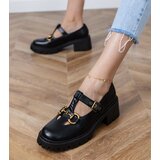 Gemre Black loafers with thick soles and gold embellishment Hartis | Shoptok.si