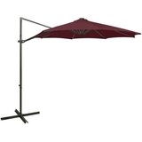 Konzolni suncobran sa stupom i LED svjetlima 300 cm bordo | shoptok.hr