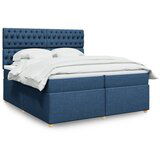 Maison Chic Box spring postelja - Vzmetna postelja z vzmetnico modra 200x200 cm blago SL5275, (21887580) | Shoptok.si