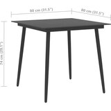  Vrtni blagovaonski stol crni 80 x 80 x 74 cm od čelika i stakla | shoptok.hr