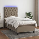 The Living Store Box spring postelja z vzmetnico LED taupe 100x200 cm blago - Box Spring Postelja, (21517307) Cene