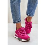 Boto Suede Women Sneakers On Platform With Thick Lacing Fuchsia Artiker | Shoptok.si