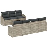  Komplet 8-delnega vrtnega kavča z blazinami svetlo sivi poli ratan, (22092185) | Shoptok.si
