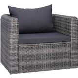 The Living Store Vrtni stol z blazino in vzglavnikom poli ratan siv - Vrtni Stol, (21466018) | Shoptok.si