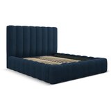 Micadoni Home Tamno plavi tapecirani bračni krevet s prostorom za odlaganje s podnicom 200x200 cm Kelp – | shoptok.hr