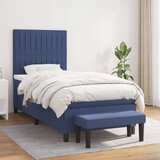  Box spring postelja z vzmetnico moder 90x200 cm blago Cene