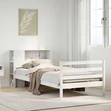  Krevet s regalom za knjige bez madraca bijeli 90x200cm borovina