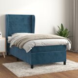  The Living Store Box spring postelja z vzmetnico temno moder 90x190 cm žamet - Box Spring Postelja, (21455764) Cene