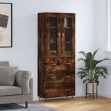 vidaXL Visoka komoda dimljeni hrast 69,5x34x180 cm konstruiranog drva | shoptok.hr