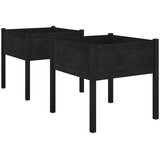 vidaXL vrtne sadilice 2 kom crne 70 x 70 x 70 cm od masivne borovine | shoptok.hr