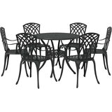  Komplet za jedilnico v vrtu 7 pcs Črna Aluminij - - črna - 43.18 - 90 x 90 x 75 cm - 2025-vidaXL-Uvoz_3 | Shoptok.si