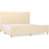 The Living Store Posteljni okvir z vzglavjem krem 200x200 cm blago - Posteljni Okvir Z Vzglavjem, (21527803) | Shoptok.si