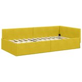 vidaXL Kotna postelja Drugo Rumena 90 x 190 cm Samet in sodobno leseno | Shoptok.si