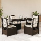  5-dijelni vrtni blagovaonski set s jastucima poliratan smeđi Smeđa 140 x 70 x 74 cm | shoptok.hr