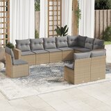  10-dijelni set vrtnih sofa s jastucima bež od poliratana | shoptok.hr