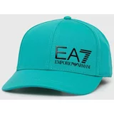 Ea7 Emporio Armani Bombažna bejzbolska kapa zelena barva