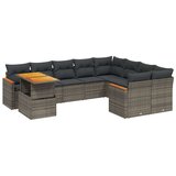 vidaXL 10-dijelni set vrtnih sofa od poliratana s jastucima sivi | shoptok.hr