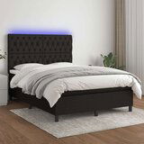  Box spring postelja z vzmetnico LED črna 140x190 cm blago, (20893060) | Shoptok.si