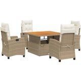  The Living Store Vrtna jedilna garnitura 5-delna z blazinami bež poli ratan - Vrtna Jedilna Garnitura, (21461350) | Shoptok.si