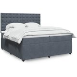  Krevet s oprugama i madracem tamnosivi 200x200 cm baršunasti | shoptok.hr