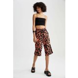 Defacto High Waisted Floral Print Viscose Crop Chinos Cene
