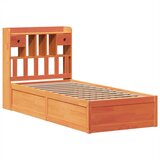 vidaXL Posteljni okvir brez vzmetnice voščeno rjav 90x190 cm borovina | Shoptok.si