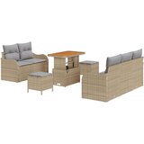  8-delni vrtni kavč set z blazinami Bež poli ratan Acacia | Shoptok.si