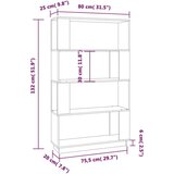  Knjižna omara/pregrada siva 80x25x132 cm trdna borovina, (20705650) | Shoptok.si