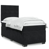vidaXL Box spring postelja z vzmetnico črna 90x200 cm žamet | Shoptok.si