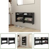 The Living Store Stenska omara za čevlje 2 kosa visok sijaj črna 60x18x60 cm - Stenska Omarica Za Čevlje, (21744555) | Shoptok.si