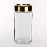 Altom design kvadratna staklena posuda sa zlatnim poklopcem 1000ml | shoptok.hr